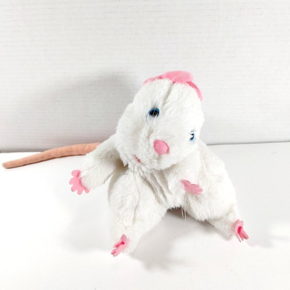 Blue Magic Plush Mouse Rat Hand Puppet White Soft Stuffed Animal Vintage